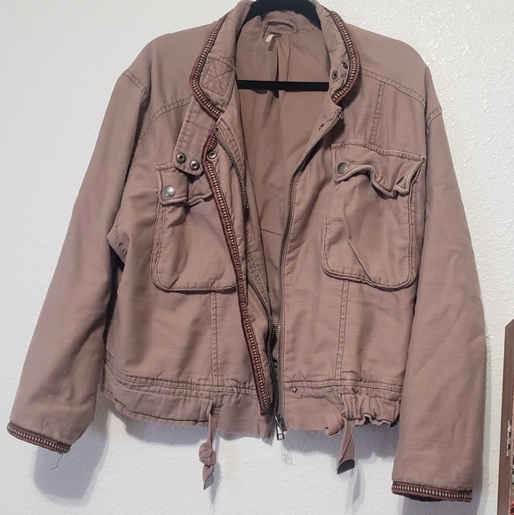 Free people, Flight line bomber light pink/ mauve jacket, size S - Picture 3 of 9